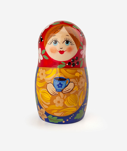 Деревянная шкатулка "Народы России": 7 чаёв, матрешка ручной работы с мини-вареньем внутри