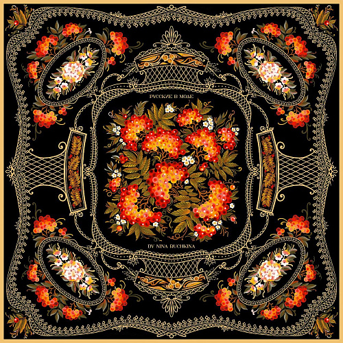 Сувенирный платок "Тагильские подносы" _0.0.39