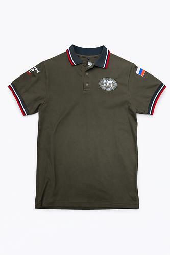 Поло с цитатой и вышивкой РГО, хаки