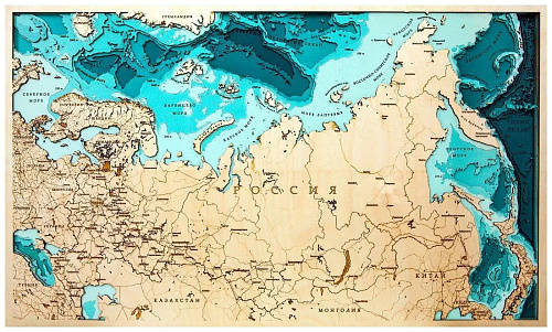 Деревянная карта глубин - Россия