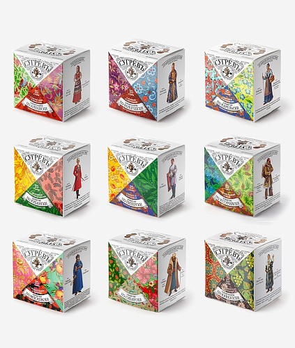 Деревянная шкатулка - 9 видов чая большая "Москва"