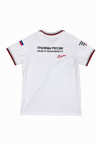 Поло с цитатой и вышивкой РГО, белое