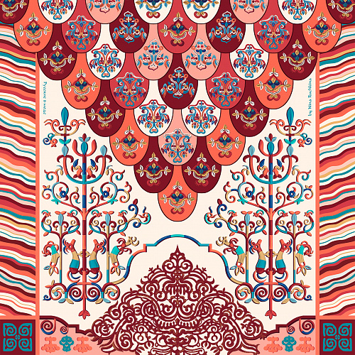 Сувенирный платок "Легенды народов Амура"