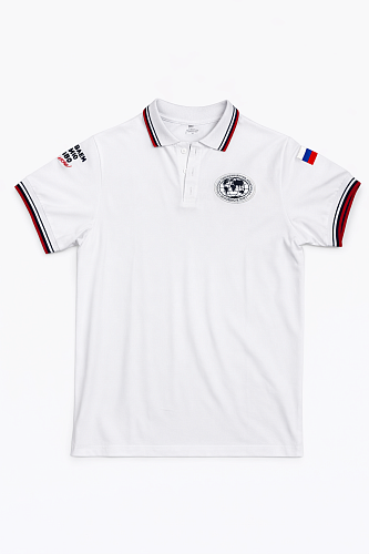 Поло с цитатой и вышивкой РГО, белое